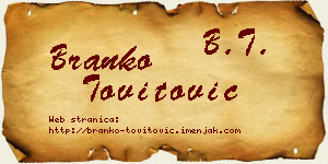 Branko Tovitović vizit kartica